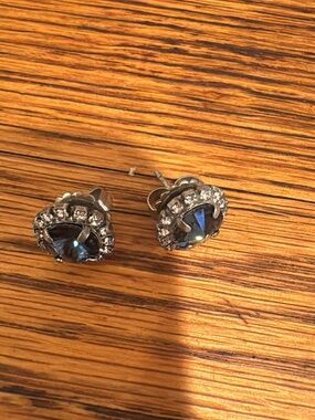 Sabika Blue Crystal Halo Stud Earrings